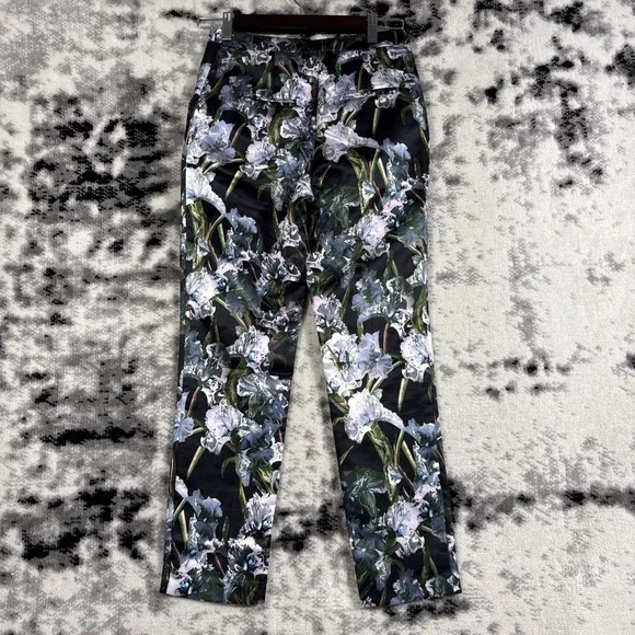 Asos‎ Pants Womens Size 4 Floral Straight Leg Polyester Hippie Career Flower - Picture 2 of 13